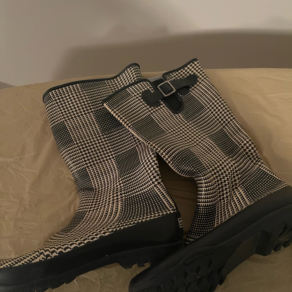 Stylish Black and White Plaid Boots
